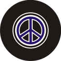Purple Peace Sign Tire Cover on Black Vinyl