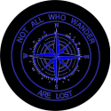 Spare Tire Cover w/ "Not All Who Wander Compass" Blue Graphic