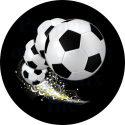 Super Kick Soccer Ball Tire Cover on Black Vinyl