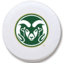Colorado State University Tire Cover w/ Rams Logo White Vinyl