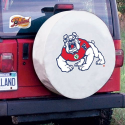 Fresno State University Tire Cover Logo on White Vinyl