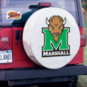 Marshall University Tire Cover Logo on White Vinyl