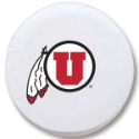 University of Utah Tire Cover w/ Utes Logo on White Vinyl