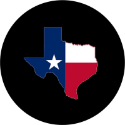 Texas Flag Outline Spare Tire Cover on Black Vinyl